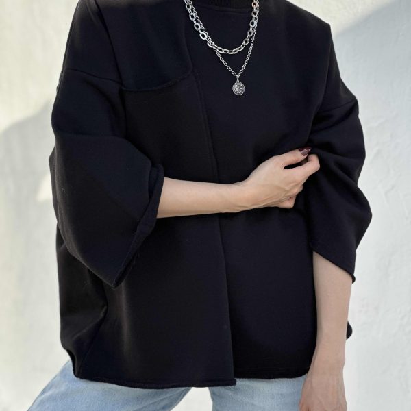 تی شرت استین سه ربع مشکی (ارسال فوری)