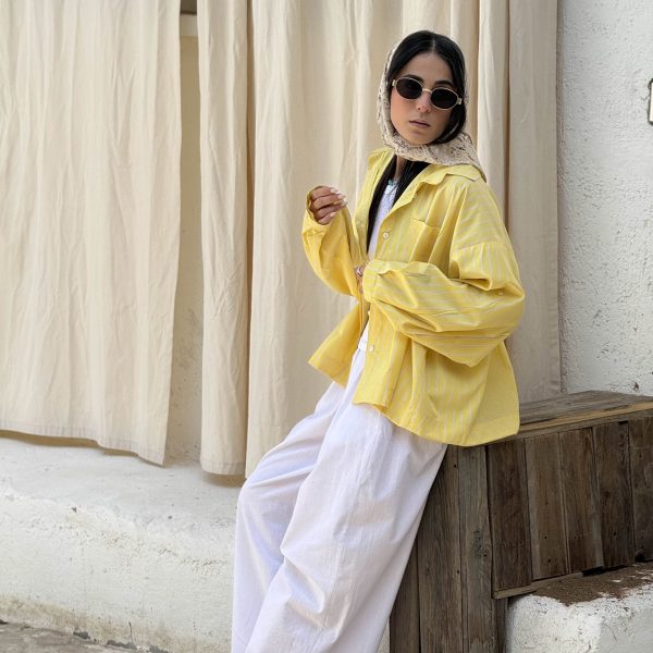 شومیز راه راه زرد-آبی