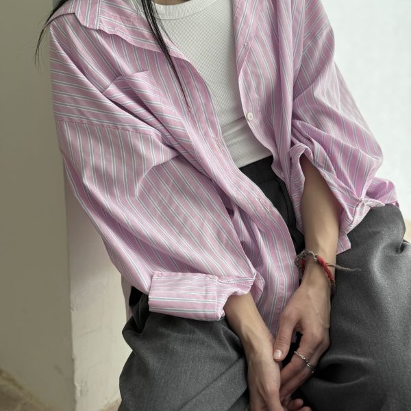 شومیز راه راه صورتی(خط آبی)