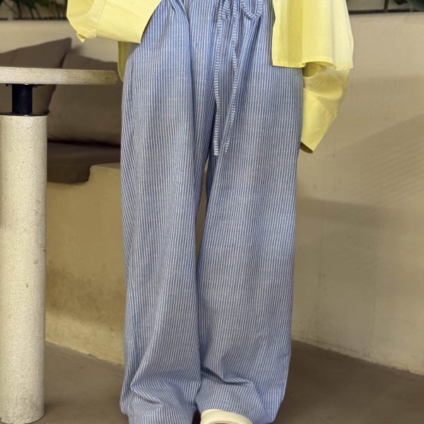 شلوار راه راه آبی تابستونه