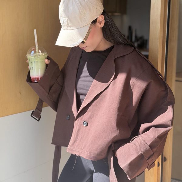 ترنچ کت قهوه ای (آستردار)